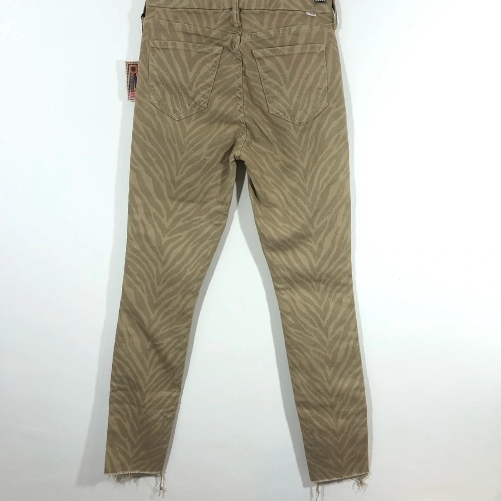 Mother Brown Tan Zebra Stripes Looker Ankle Jeans 25